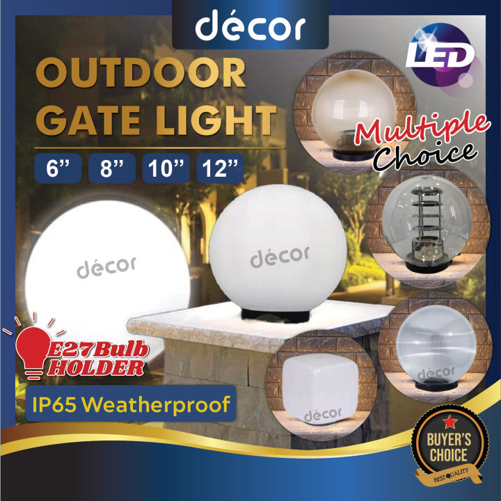 Outdoor Gate Light Globe Light OPAL Weather Proof E27 Holder Outdoor Pillar Light Lampu Pagar