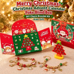 BABY BABY Store Christmas Advent Calendar Blind Box 24 Days Countdown DIY Charm Bracelet Kit With Tree Stand Kids Holiday Gift Girls Boys Craft Toy