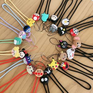 CrashStar Cartoon Cute Silicone Mobile Phone Short Lanyard Ring Grip Stereo Thickened Key Hanger Ornament Drop-Resistant Rabbit Dinosaur Continuous Line Wristband Wrist Line Hot INS Fashion Top Sale