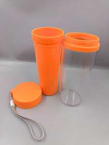 *Four colorful insulated tumblers with lids and straps*