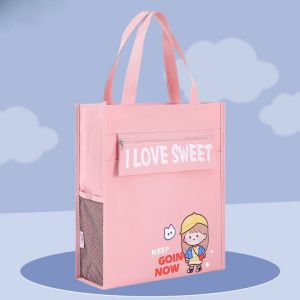 Cute Book bag with Handle Tota Bag Smooth Zipper Widened Portable Book Case for School Kids Supplies Christmas Gifts