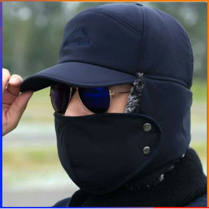 Mũ nam trùm tai siêu ấm Mũ lưỡi trai lót lông kèm khẩu trang