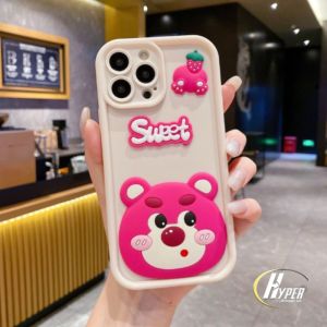 HA911 Softcase Casing Hp Compatibel Untuk Iphone 7 8 7 PLUS 8 PLUS X XS XR 11 11 PRO 12 PRO 12 PROMAX 6.7 13 6.1 13 PRO 13 PROMAX 6.7 14 14 PRO 14 PROMAX 15 15 PRO 15 PROMAX Case Sweet Pink Cutie Bear Silikon Premium 3D