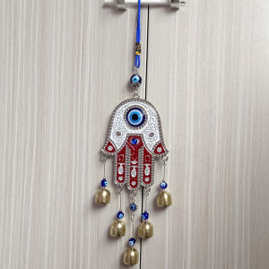 1pcs Hand of Fatima Wind Chime Hanging Ornaments Retro European and American Blue Eye Jewelry Pendant Devils Eye Wall Decoration Wind Chimes Lucky Charm 2026