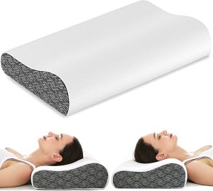 Memory Foam Pillow for Neck Pain Relief  Cooling Neck Pillow for Sleep  Ergonomic cervical spine support pillow  With breathable pillowcase  Suitable for side sleepers and stomach sleepers