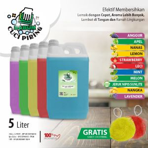 Sabun Cuci Piring Aroma Segar 5liter Kemasan jerigen Paket Hemat + Free Sabut Cuci Piring 1Pcs