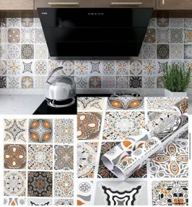 fashion shop Kitchen Bathroom Self-adhesive Wall paper Waterproof Foil Stickers Anti-oil Wrap 5meter by 60cm