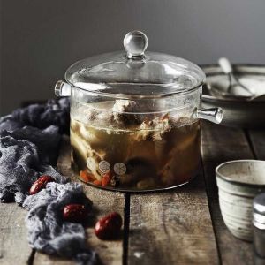 Panci Kaca Bening Tahan Api Tebal / Panci Kaca Glass Cooking Pot Tahan Panas Api 15cm - YWJ-1265