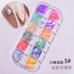 เครื่องประดับติดเล็บ  ลายเปลือกหอยตกแต่งเล็บ 5 ลาย ใหญ่กลางเล็ก (1กล่อง/12สี)