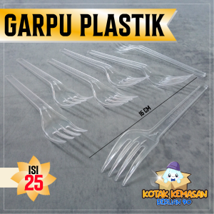 (1 PAK ISI 25 PCS) Garpu Plastik Spork makan catering kuat murah panjang Warna Bening garpu mie
