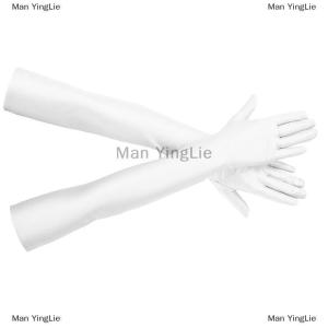 [COD] Man YingLie High Elastic Spandex Sun Protection Gloves Party Nightclub Wedding Performance Black Gloves