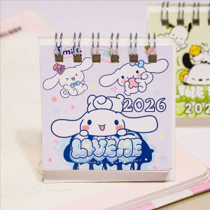 YESPERY Sanrio 2026 Mini Desk Calendar Cute Cinnamon Dog Kuromi Girl Heart Student Desktop Decoration Ornaments