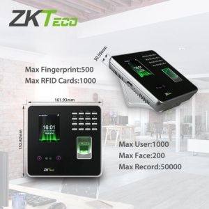 ZKTeco Biometrics Time Attendance machine with Wifi Face Recognition Fingerprint Attendance Biometrics Bundy Clock Machine Door Access Control All-in-one Recorder Employee Check in Control Function Timed Ring Automatic Report Generation For Office