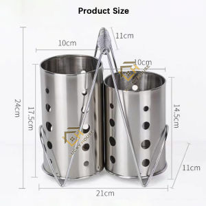 9772# Utensil Holder Stainless Steel Chopstick And Spoon Holder Blocks Cutlery Drainer Kitchen Organizers
