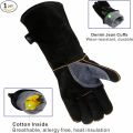 Extreme Heat & Fire Resistant Gloves Leather with Kevlar Stitching,Mitts Perfect for Fireplace, Stove, Oven, Grill, Welding, BBQ, Mig, Pot Holder, Animal Handling. 
