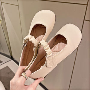 BbbDAN【มีในสต็อกในกรุงเทพ! 】รองเท้าแมรี่เจนส้นเตี้ยสตรีสีเบจแอปริคอท พื้นนุ่ม ใส่และถอดง่ายในขั้นตอนเดียว นุ่ม น้ำหนักเบา ใส่ได้นานไม่เมื่อย เหมาะกับหลากหลายสไตล์