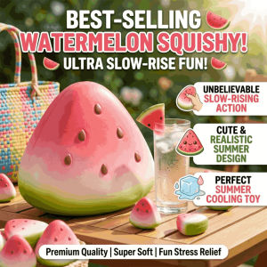 🍉Summer Watermelon Squeezable Toy Slow-Rebound Soft Squeezable Toy Stress Relief Fun Sensory Play