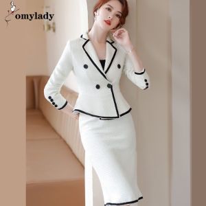 High-end skirt suits women NEW fashion temperament slim business long sleeve blazer and skirt office ladies work wear