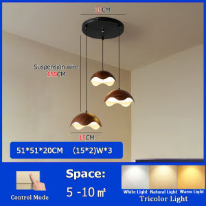 RHPOA Nordic Style Restaurant Chandelier Walnut Color Three Lights/Eye Protection Easy Installation