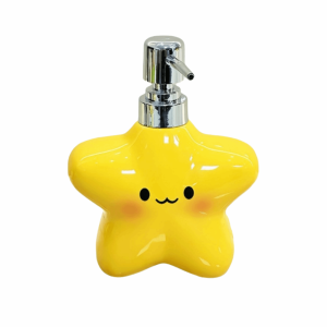 MAOMEI STUDIO Dễ thương Bình đựng xà phòng bằng gốm sứ 400ML Hình ngôi sao Chai đựng kem dưỡng da hình ngôi sao bằng gốm sứ Chống rò rỉ Có thể đổ đầy lại Chai xà phòng lỏng Phụ Kiện Phòng Tắm