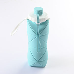 600ML Foldable Silica Gel Water Bottle BPA Free Sports Cycling Travel Bottle Gym Hiking Reusable Outdoor Sports Leak Proof (Grey/Green/Pink/Blue)