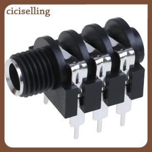 [ciciselling] 5 cái 6.35mm 6.35 6P 6pin Stereo âm thanh Microphone nữ ổ cắm Jack kết nối