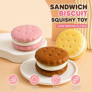 Sandwich Biscuit Squishy Toy Slow Rising PU Foam Squeeze Stress Relief Kawaii Gift Kids Adults