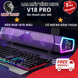 Loa Bluetooth Niye V18 Pro - Loa Máy Tính LED RGB 16 Triệu Màu Tích Hợp Micro Có Dây