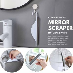 2Pcs Mini Window Mirror Shower Cleaning Wiper Plastic Glass Mirror Scraper Holder Tool Bathroom Blade Mirror Brush