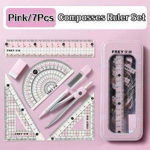 7PCS/Set Drawing Compass Ruler Set Students School Examination Math Tools for Geometry Drafting