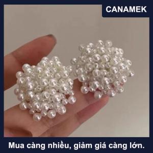 【CANAMEK】 Nhẹ nhàng trắng ngọc trai hoa Stud bông tai cao cấp cảm giác tai clip cho phụ nữ tính khí đám cưới bên trang sức phụ kiện Quà Tặng