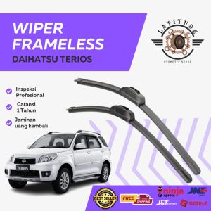 Wiper Frameless Mobil Daihatsu TERIOS Import Berkualitas Karet Tebal Lentur Awet 1 set Dapat 2 Pcs plus bonus pembersih kaca