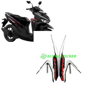STIKER STRIPING LIS LES BODY MOTOR VARIO 125 FI 2019 FULL HITAM-PUTIH