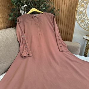Abaya Turki Polos Elegan Plus Size dengan Ritsleting Panjang