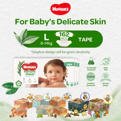 Huggies Platinum Naturemade L 54s Tape Diapers Case