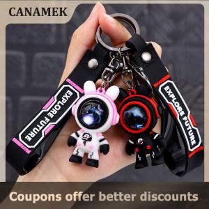 【 CANAMEK 】 Cute Cartoon Astronauts Bear Keyring Delicate Simple Couple Dolls Pendant Creative Backpack Decoration Accessories Gifts