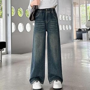 Celana Kargo Jeans Anak Perempuan Highwaist Cargo Celana Panjang Kulot Denim Pinggang Tinggi Kasual