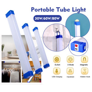[Ready Stock] Portable LED Emergency Light 17CM-52CM Magnetic USB Rechargeable Emergency Lamp LED Tent Lamp Adjustable Cabinet Closet Handheld LED Tube Fishing Market Night Light