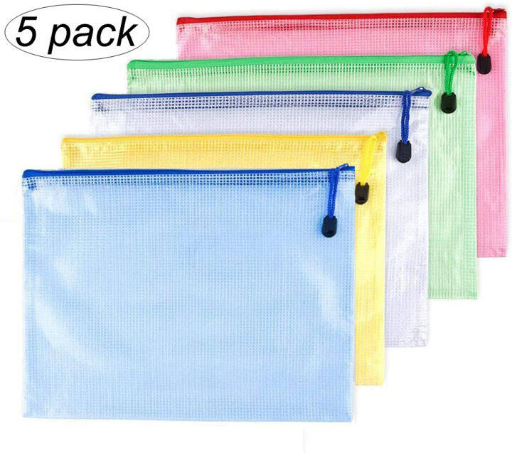 5Pcs Zipper File Bags, Zipper Pouch, PVC Document Bag Zipper Folders ...