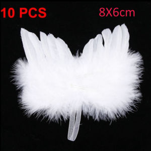 MMLUCK 10Pcs Chic Wedding White Home Decoration Feather Wing Christmas Tree Decor Hanging Ornament Angel Wings