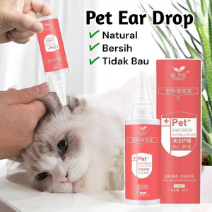 (buy 1 free 100pcs cotton bud)Petclear Pembersih Telinga untuk Anjing & Kucing 60ml dengan Aplikator Fleksibel Pet Ear Cleaner Ear Drop Natural Pet Ear Drops for Cats & Dogs - Itch Relief & Ear Hygiene 60ml