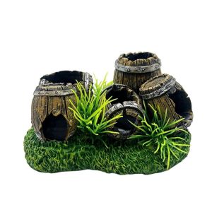 OUTOPEN Simulated Hideout Aquarium Ornaments Hollow Resin Fish Tank Barrel Crafts Creative Aquatic Pets Shelter Shrimp