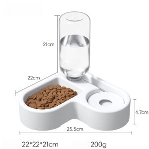 2 in 1 Feeder Pet Double Bowl Automatic Water Dispenser Moisture Proof Mouth 500ml Capacity Food Container