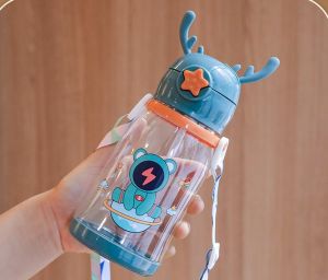 Ready Stock- New Design 580ML Drinking Water Leak Proof Water Bottle Children Baby Kids with Strew Bottle Cute Bottle Kindergarten