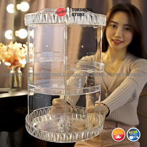 Rak Tempat Penyimpanan Kosmetik Makeup Organizer Putar Portable