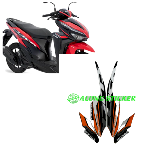 STIKER STRIPING LIS LES BODY MOTOR VARIO CLICK 125i LED 2021 WARNA HITAM ORANGE 1SET STANDAR