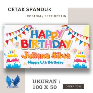 Cetak Spanduk Banner ULANG TAHUN Ukuran 100X50 cm Bisa Request