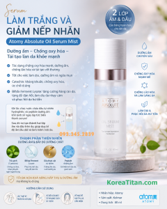 Serum dạng dịt khoáng chứa peptide làm trắng da và cải thiện nếp nhăn nhanh chóng 80 ml - Atomy Absolute Oil Serum Mist 80 ml - 애터미 앱솔루트 오일 세럼 미스트 - Atomy Absolute Oil Сыворотка-спрей