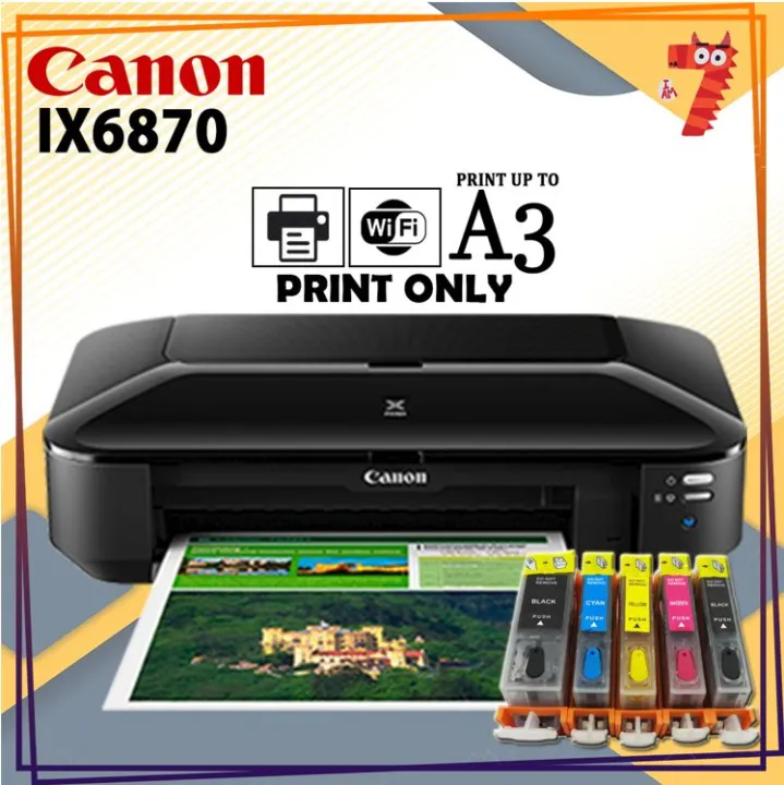 Canon PIXMA iX6870 - A3+ Single-function Wireless Network Color Inkjet Printer with 750/751 refillable ink cartridge