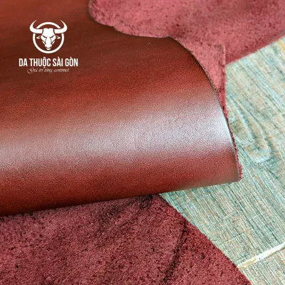 Da pull mill cao cấp màu nâu đỏ độ dày từ 2.2 đến 2.4mm thương hiệu Da Thuộc Sài Gòn - Mua bán da bò